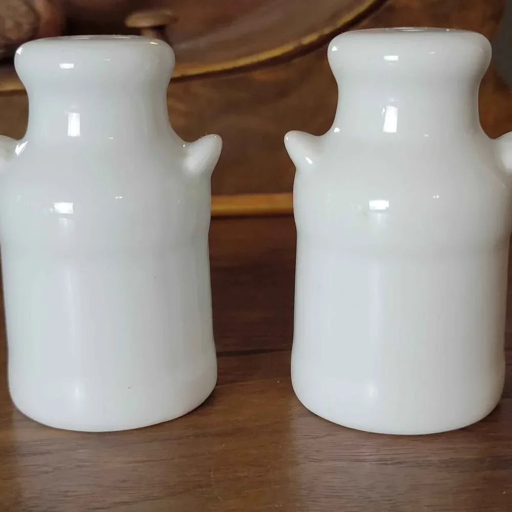 Vintage Milk Can Salt and Pepper Shakers Cows in Pasture scene